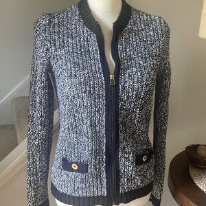 Tommy Hilfiger Zip Front Knit Ladylike Rich Mom Demure Sweater /Jacket Size S